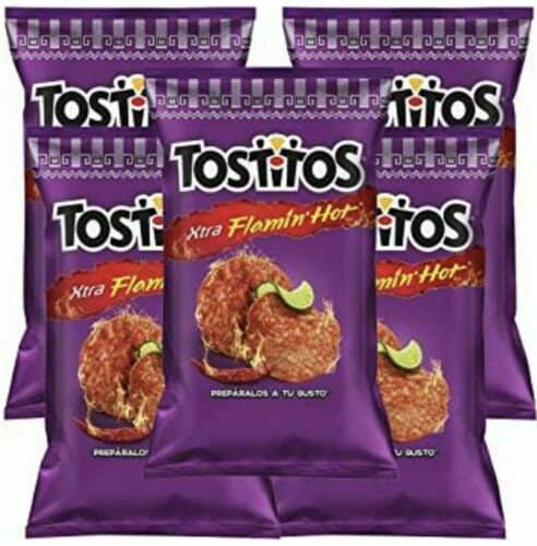 Tostitos Xtra Flamin' Hot Mexican chips Sabritas, 5 BAGS (70 G)