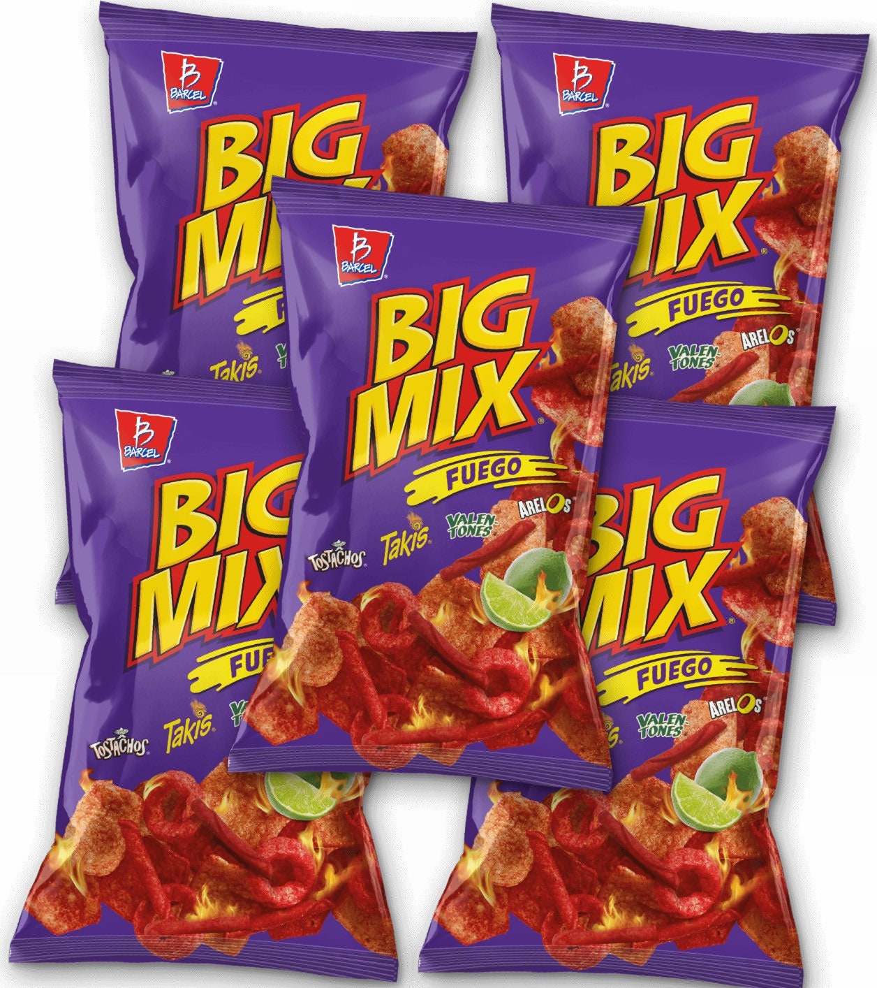 Big Mix Fuego BARCEL Mexican chips , 5 BAGS (65 G)