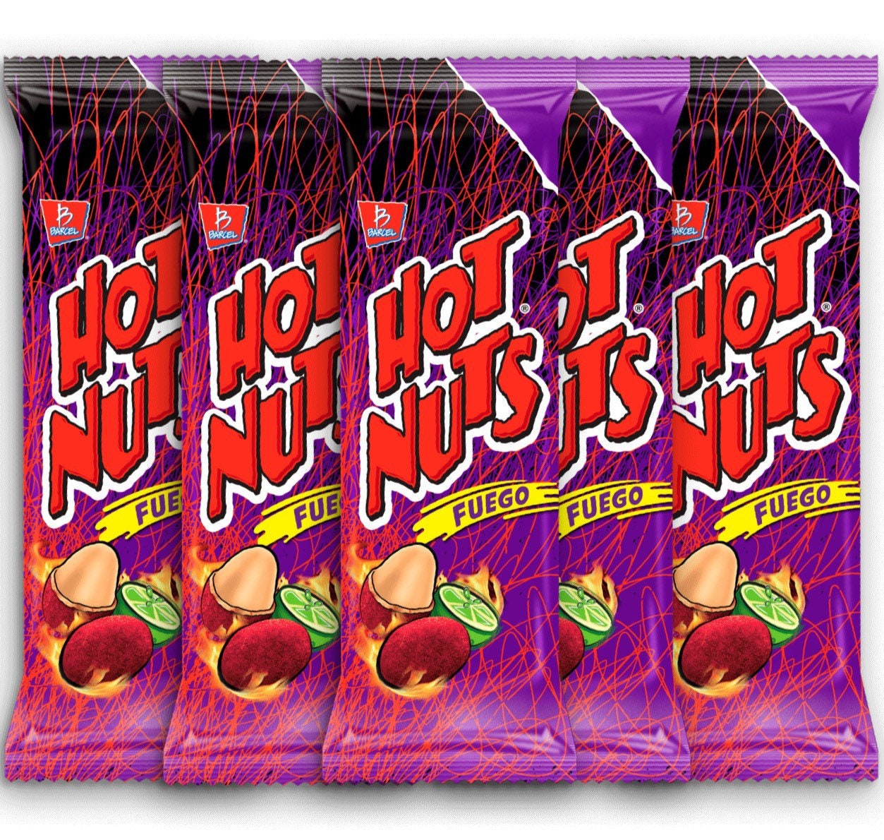 Hot Nuts Fuego Barcel Mexican Snack, 5 Bags (125 g)