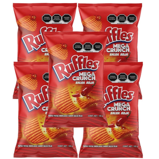 Ruffles Mega Crunch Salsa Roja Sabritas Mexican Chips, 5 BAGS (55 G)