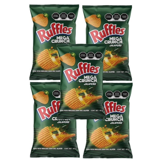 Ruffles Mega Crunch Jalapeño Sabritas Mexican Chips, 5 BAGS (55 G)