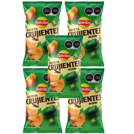 Receta Crujiente Jalapeño Sabritas Mexican Chips, 5 Bags ( 49g )