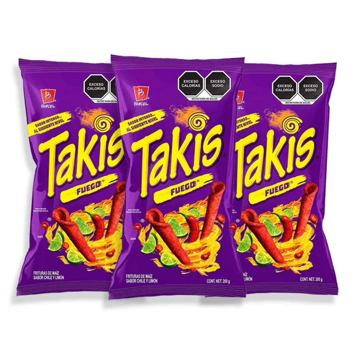 Takis Fuego Mexican chips BARCEL 3 BAGS, (70 G EACH)