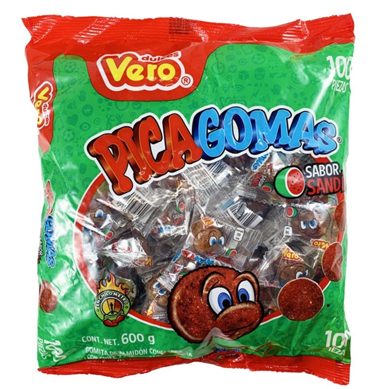 Pica Gomas Sandia Vero Chili Tamarind Watermelon Gummy Candy, 1 Bag (100 count)